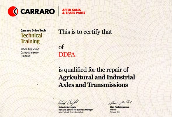 Certification DDPA CARRARO
